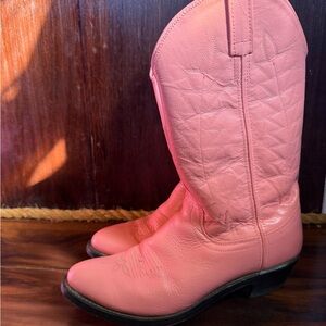 Pink Leather Western Boots